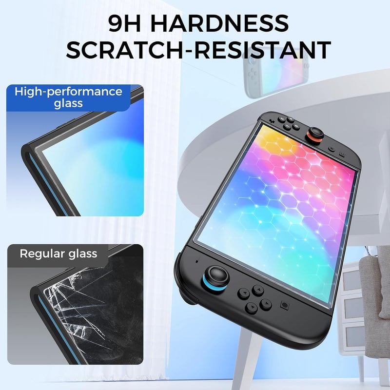 IINE Tempered Glass Screen Protector for Switch 2 – 4 Options Available, Easy Installation, Anti-Scratch, Fingerprint-Resistant, Bubble-Free (Anti-Blue Light, 1-Pack 0.33mm Tempered Glass + Dust-Free Kit) - Image 5